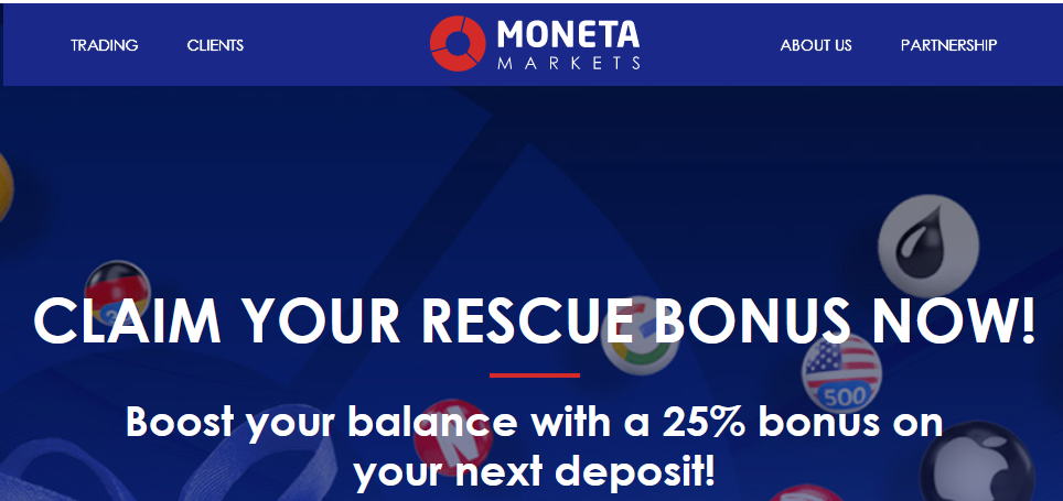 Moneta Markets 보너스 - 구조 보너스 25%