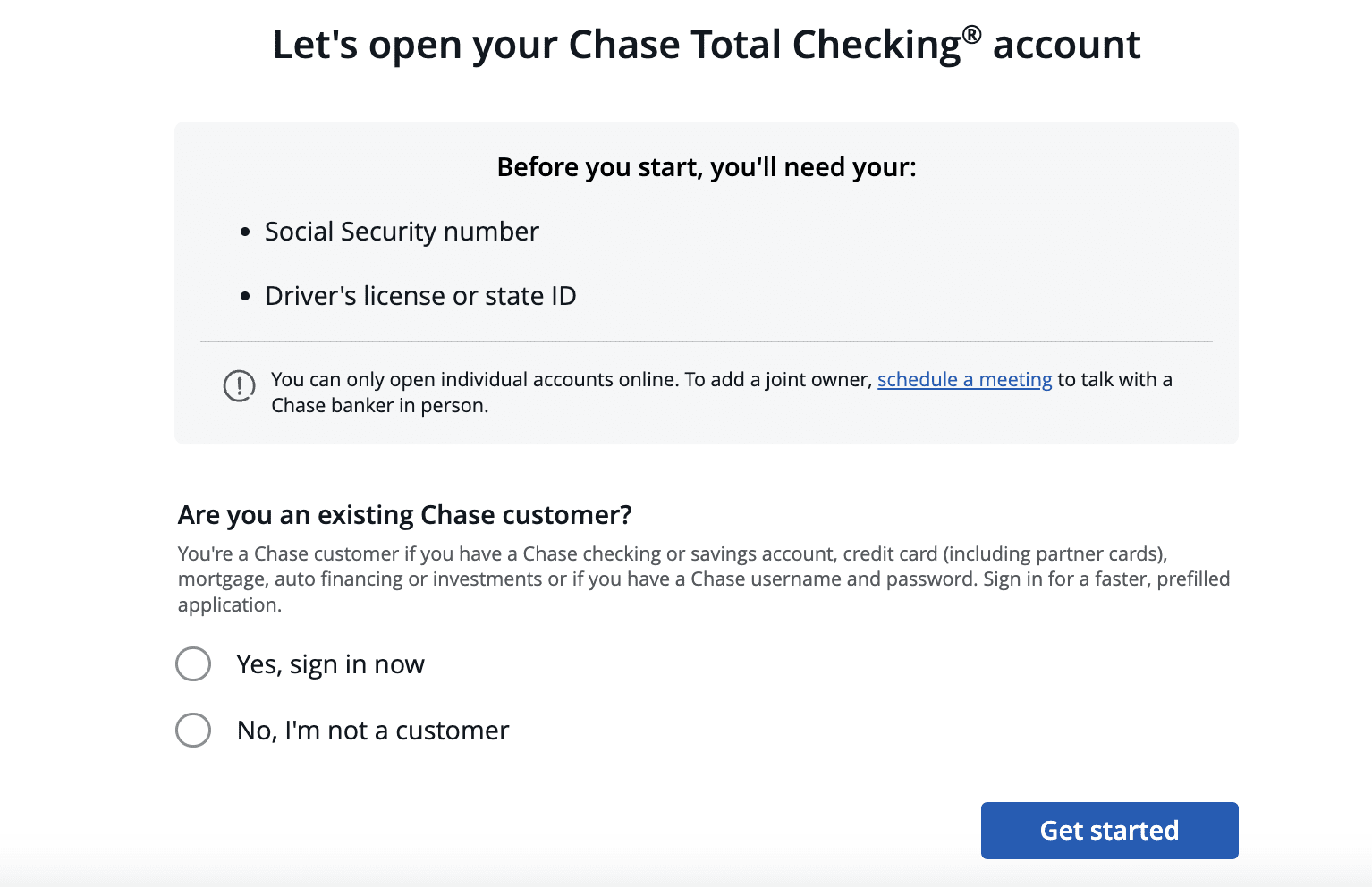 Review of Chase’s User Account — Confirm your non-customer status
